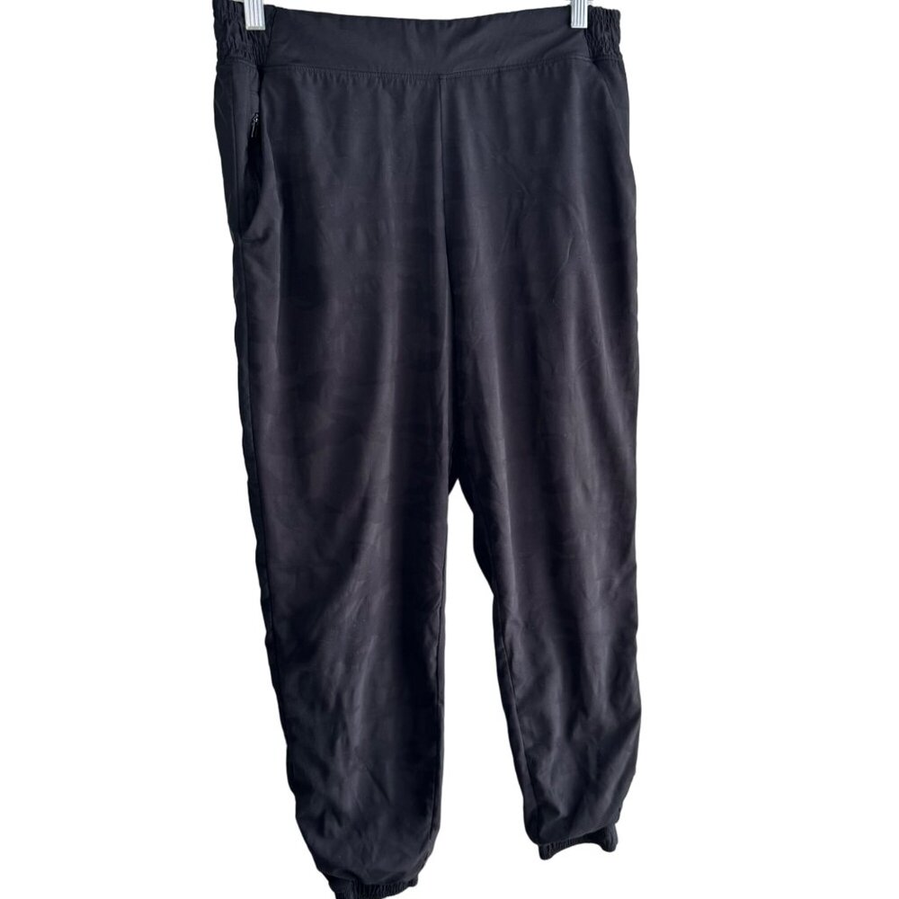 ATHLETA Brooklyn Lined Joggers Size Women’s 14 Camouflage Camo Black Athleisure
